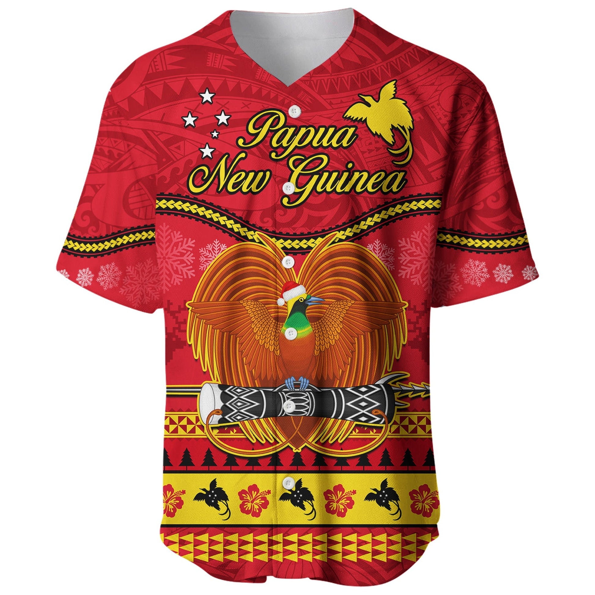 Papua New Guinea Christmas Baseball Jersey Bird Of Paradise Bikpela Hamamas Blong Dispela Krismas
