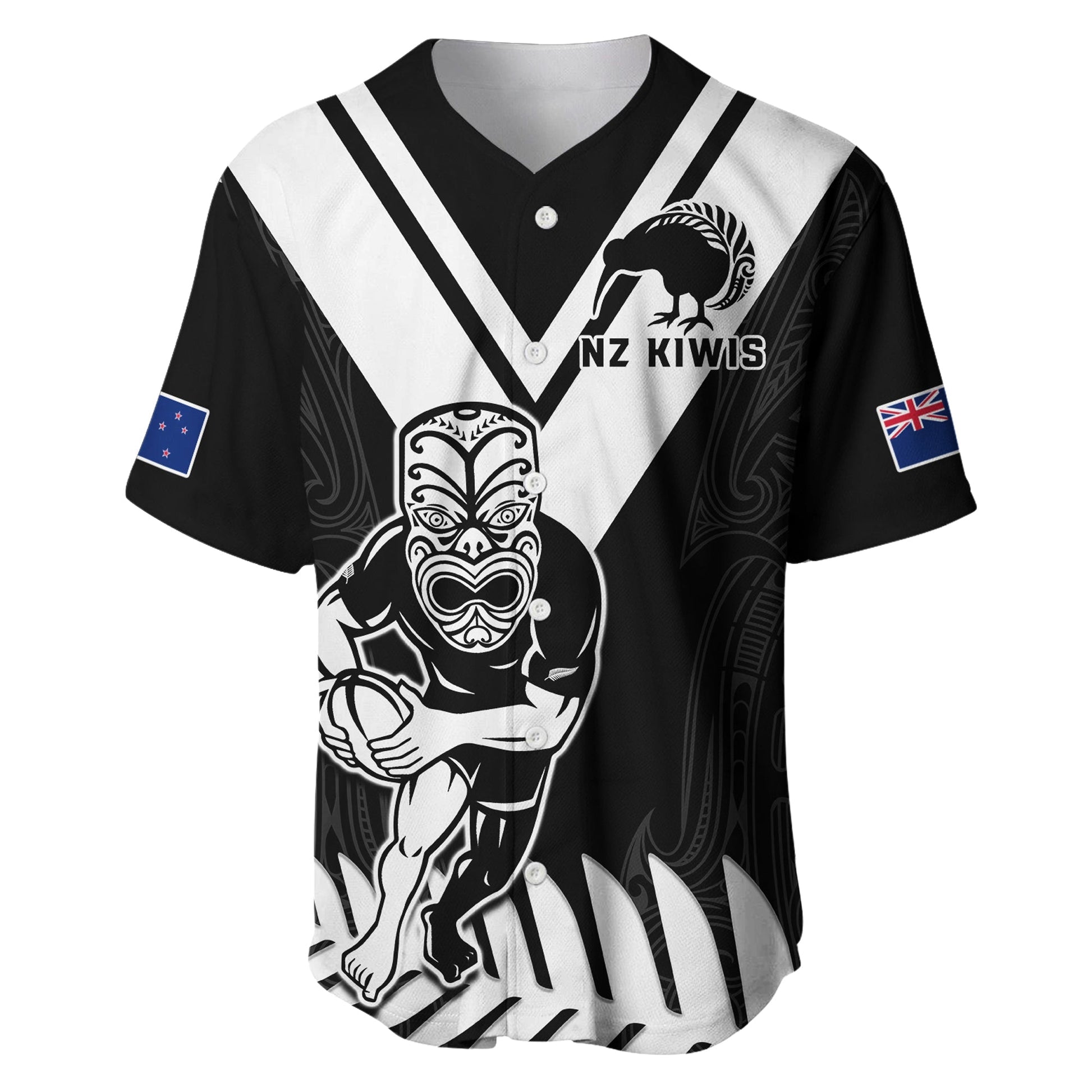 New Zealand Silver Fern Rugby Baseball Jersey NZ Kiwi Pacific Maori Sporty
