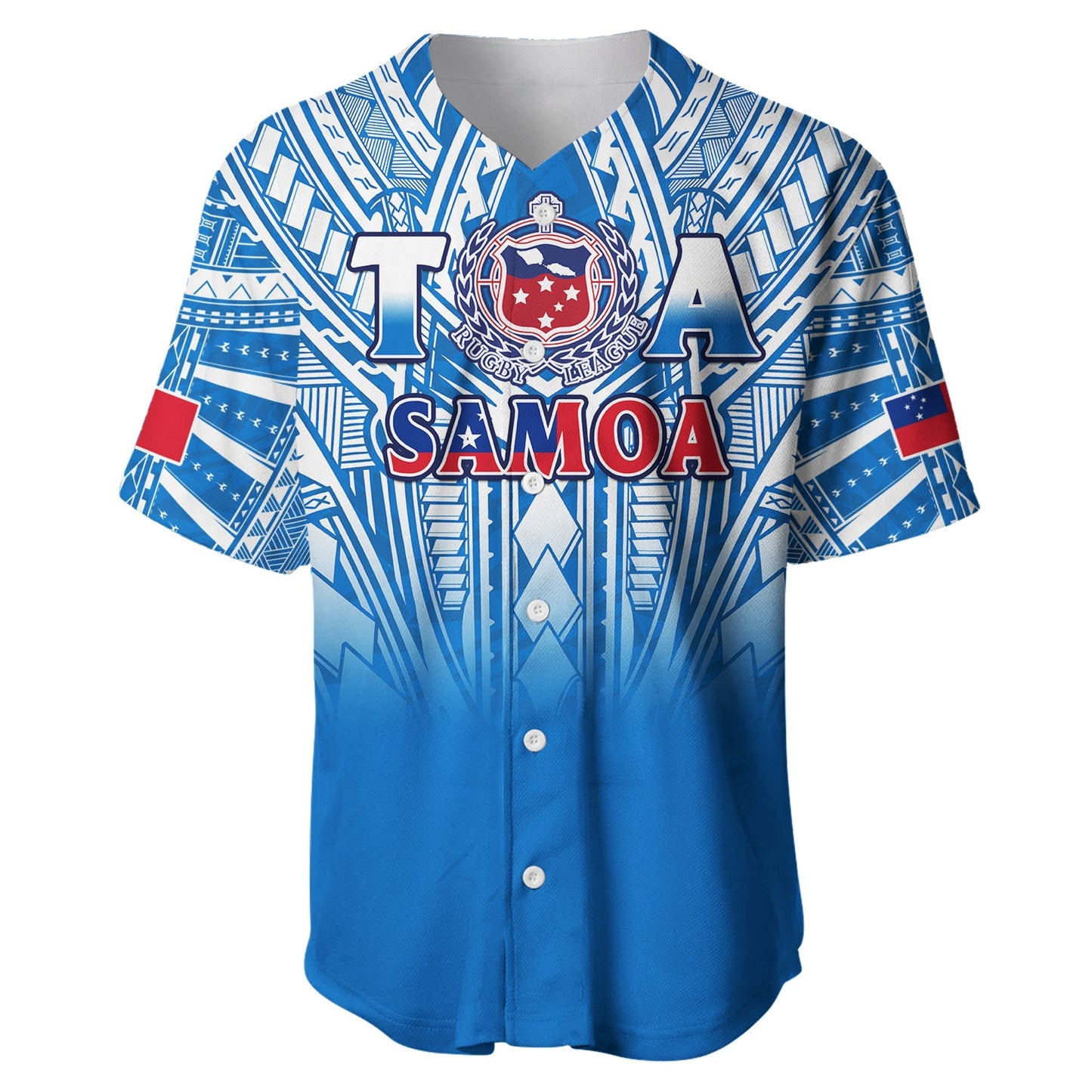 Samoa Rugby Baseball Jersey Toa Samoa Polynesian Pacific Blue Version