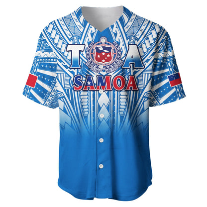 Samoa Rugby Baseball Jersey Toa Samoa Polynesian Pacific Blue Version