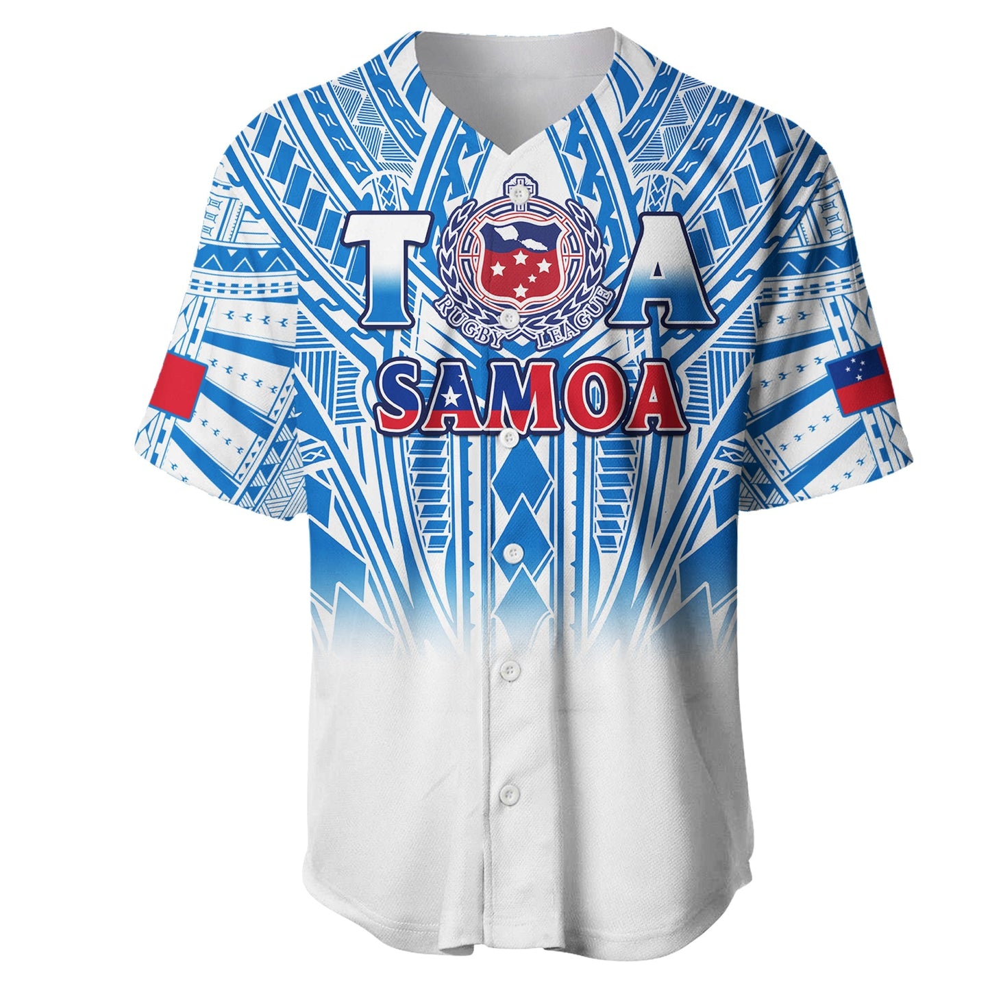 (Custom Text And Number) Samoa Rugby Baseball Jersey Personalise Toa Samoa Polynesian Pacific White Version