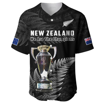 (Custom Personalised) New Zealand 2022 Rugby Baseball Jersey Black Fern Proud Champions RWC