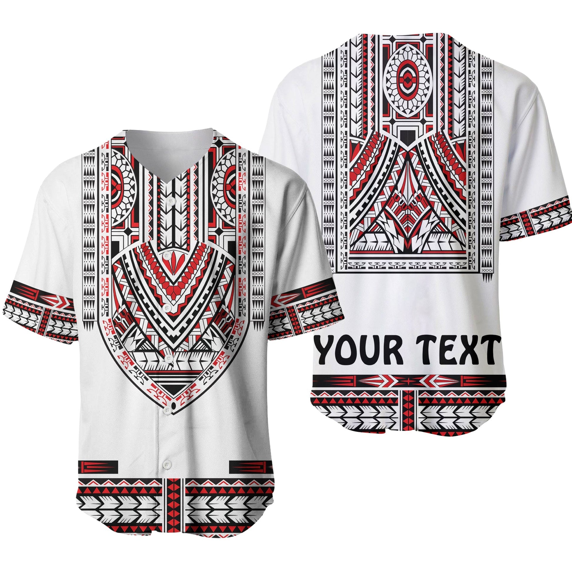 (Custom Personalised) Polynesian Baseball Jersey Dashiki With Polynesian Tattoo Royal Version