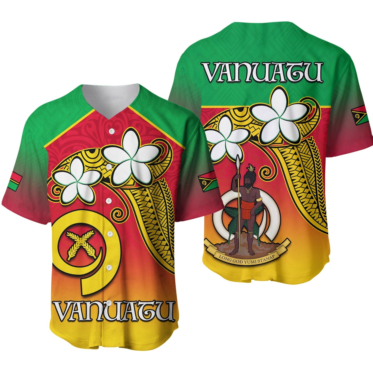 Vanuatu Novelty Baseball Jersey Frangipani Tropical Spa Flower