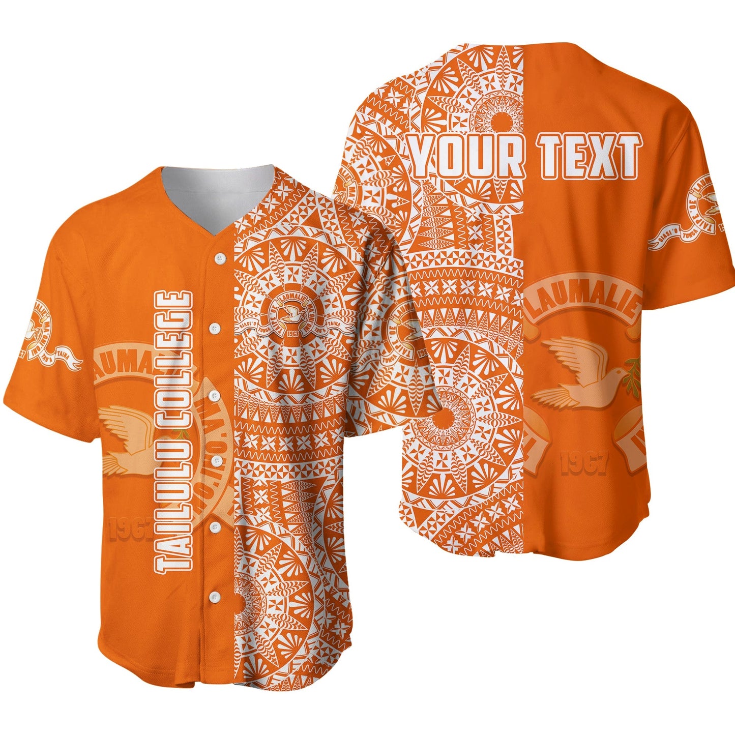 (Custom Personalised) Tailulu Tonga College Baseball Jersey Tongan Ngatu Pattern