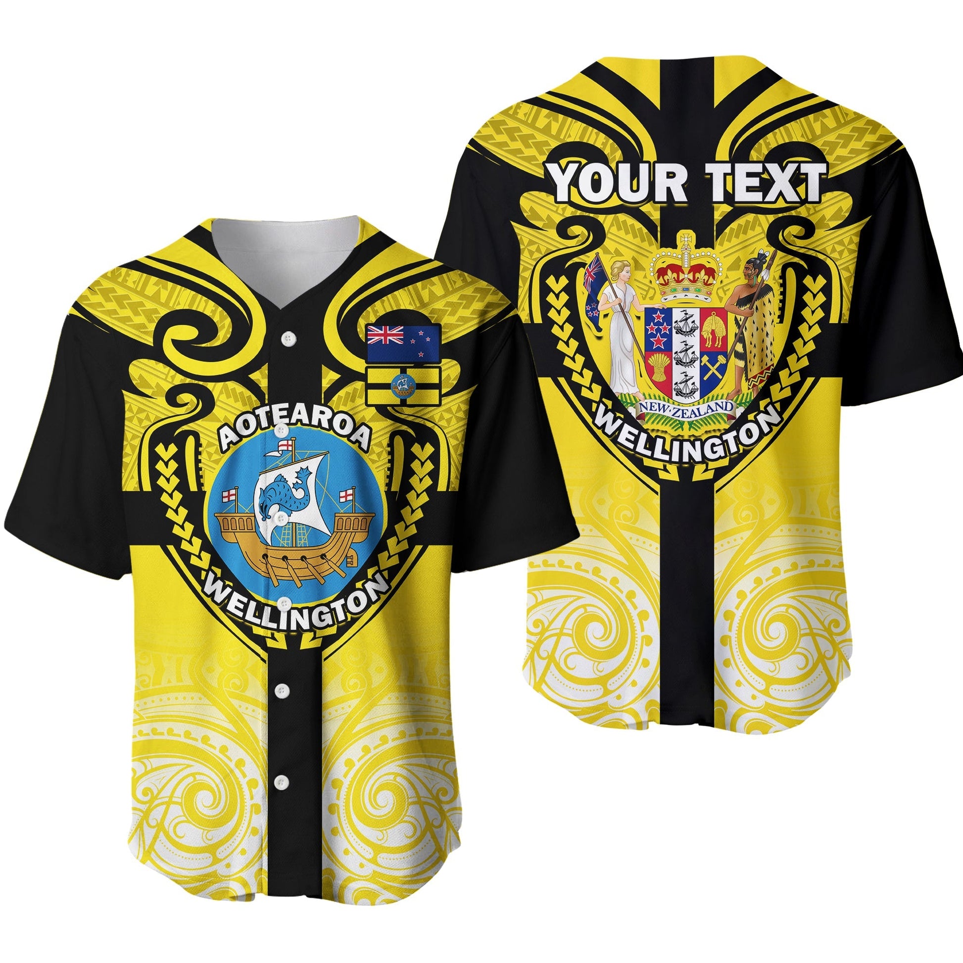 (Custom Personalised) Wellington Baseball Jersey New Zealand Maori Pattern Ver.01