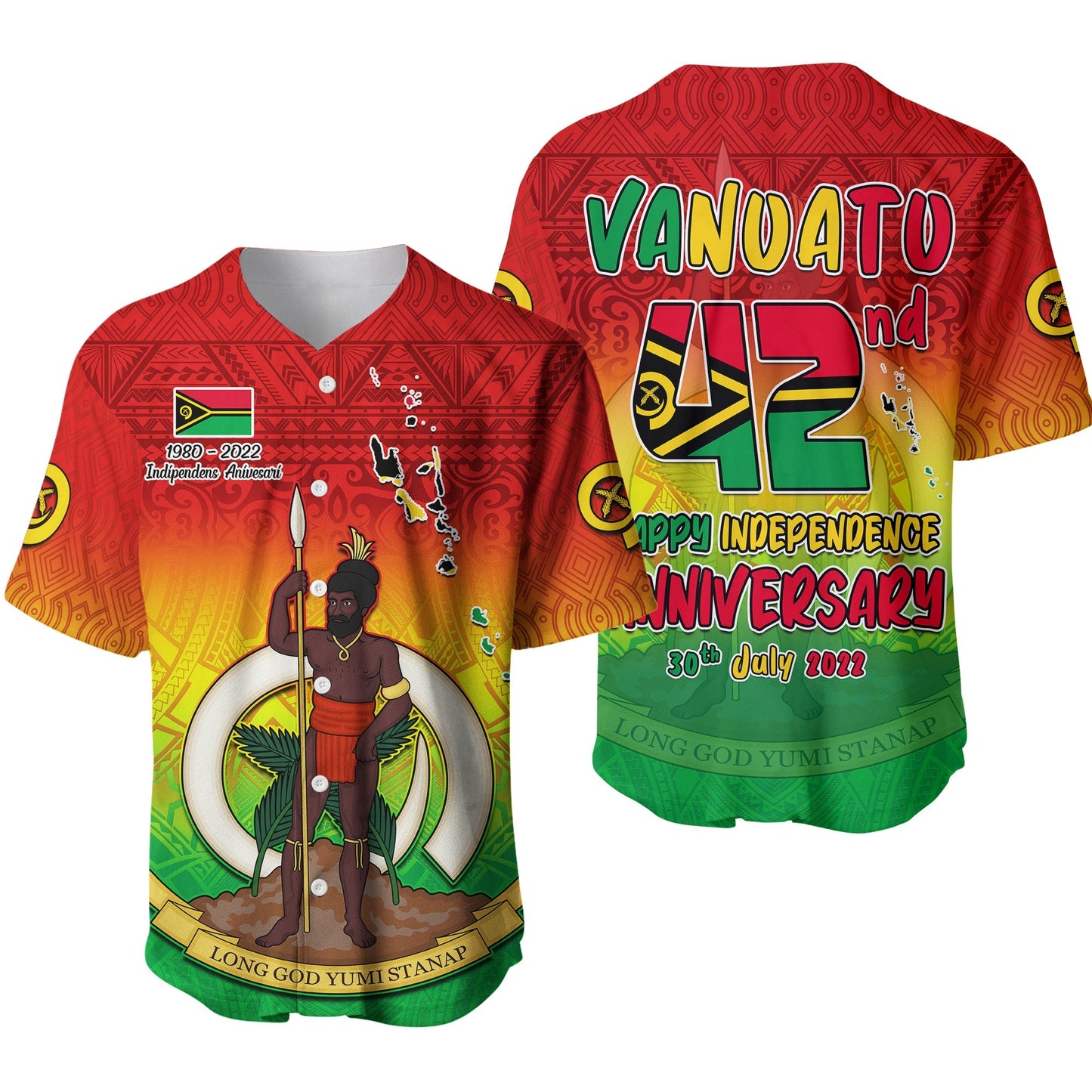 Vanuatu Independence Day Baseball Jersey 42nd Anniversary Yumi Yumi Yumi Ver.01