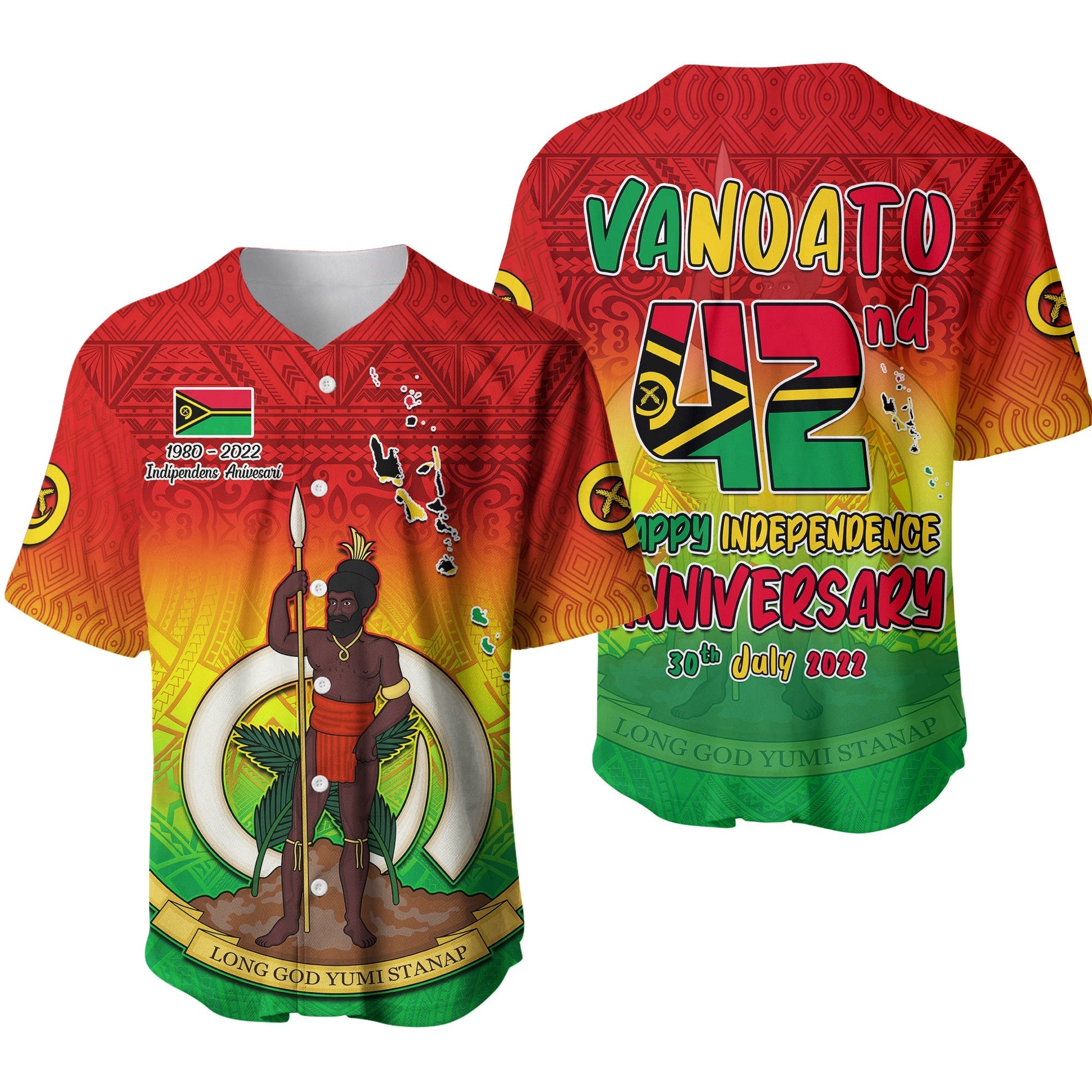 Vanuatu Independence Day Baseball Jersey 42nd Anniversary Yumi Yumi Yumi Ver.01