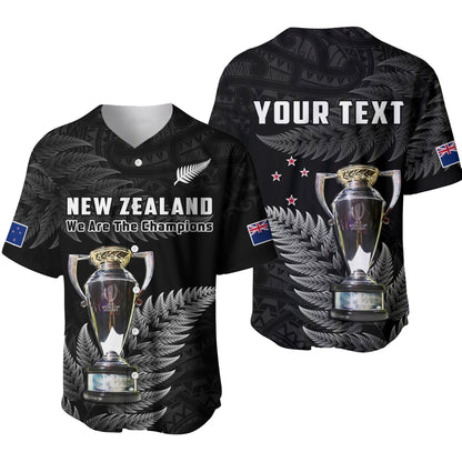 (Custom Personalised) New Zealand 2022 Rugby Baseball Jersey Black Fern Proud Champions RWC