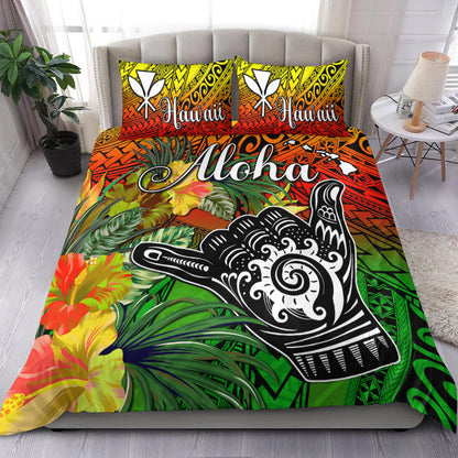 The Shaka Hawaii Bedding Set Tropical Flowers Reggae Version