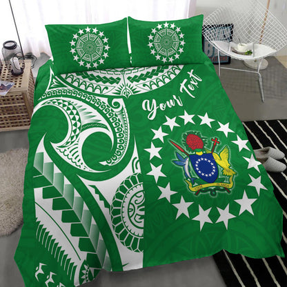 (Custom Personalised) Cook Islands Tatau Bedding Set Symbolize Passion Stars Version Green