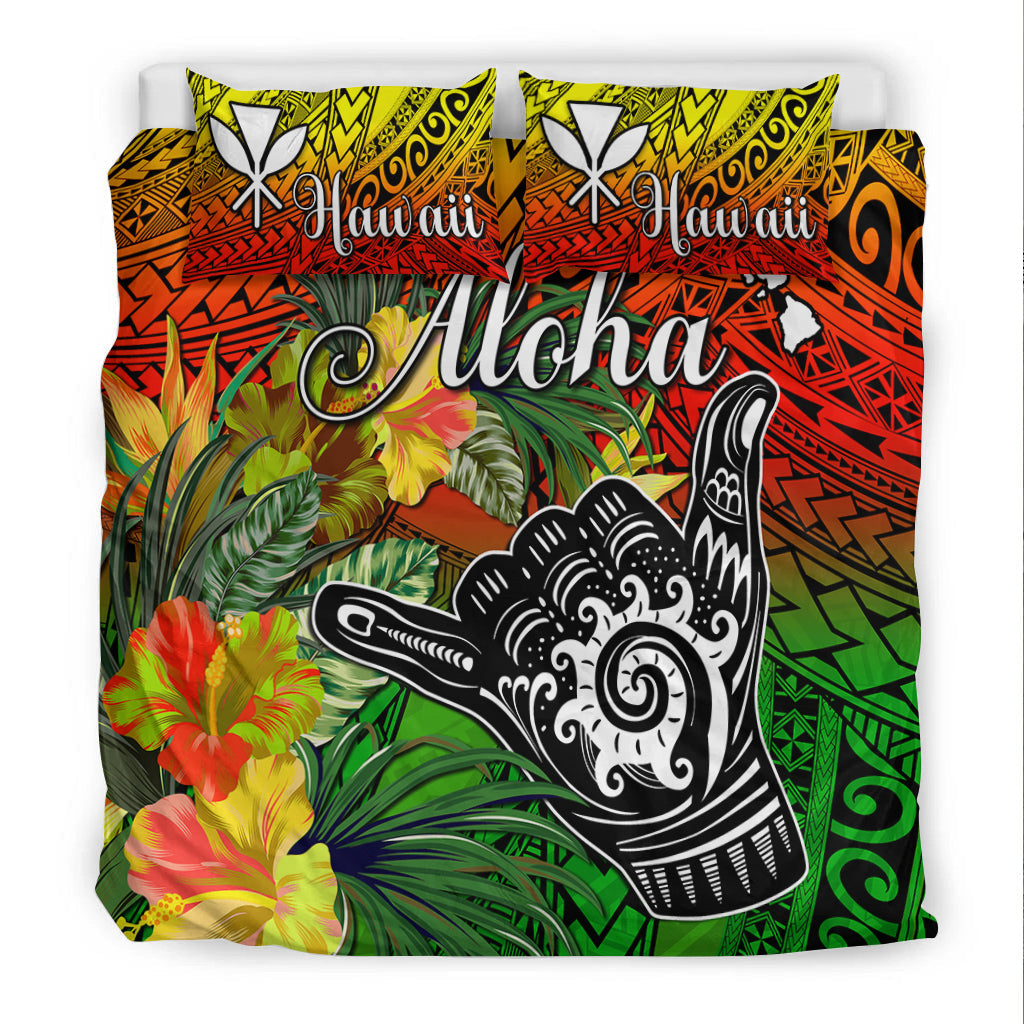 The Shaka Hawaii Bedding Set Tropical Flowers Reggae Version