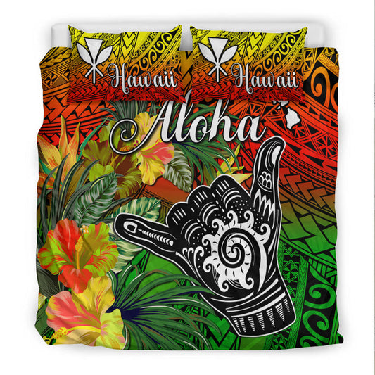 The Shaka Hawaii Bedding Set Tropical Flowers Reggae Version