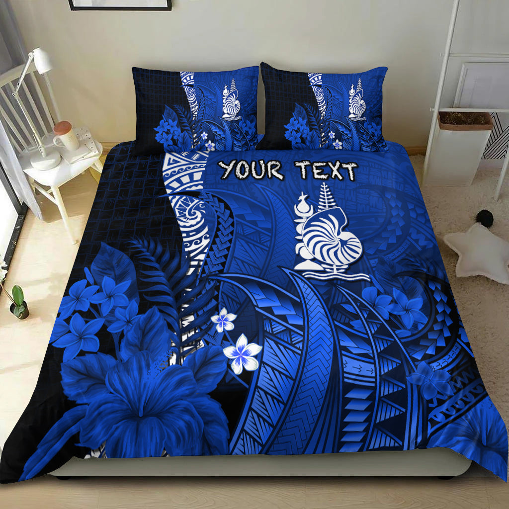 (Custom Personalised) New Caledonia Bedding Set Nautilus Blue Polynesian Hibiscus