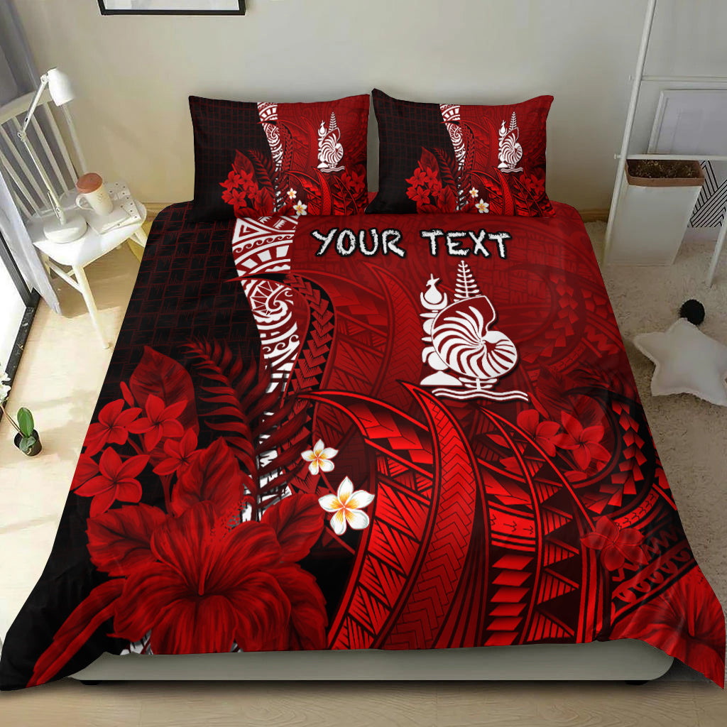 (Custom Personalised) New Caledonia Bedding Set Nautilus Red Polynesian Hibiscus