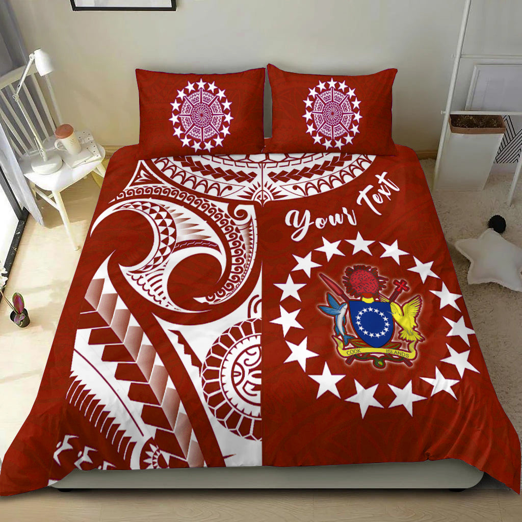(Custom Personalised) Cook Islands Tatau Bedding Set Symbolize Passion Stars Version Red