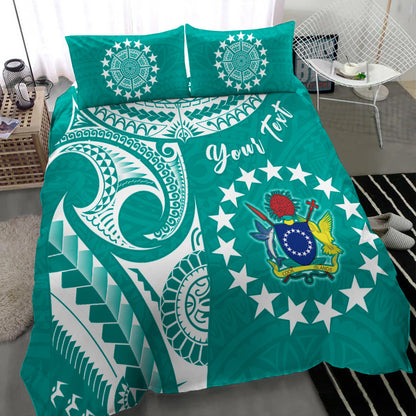 (Custom Personalised) Cook Islands Tatau Bedding Set Symbolize Passion Stars Version Turquoise