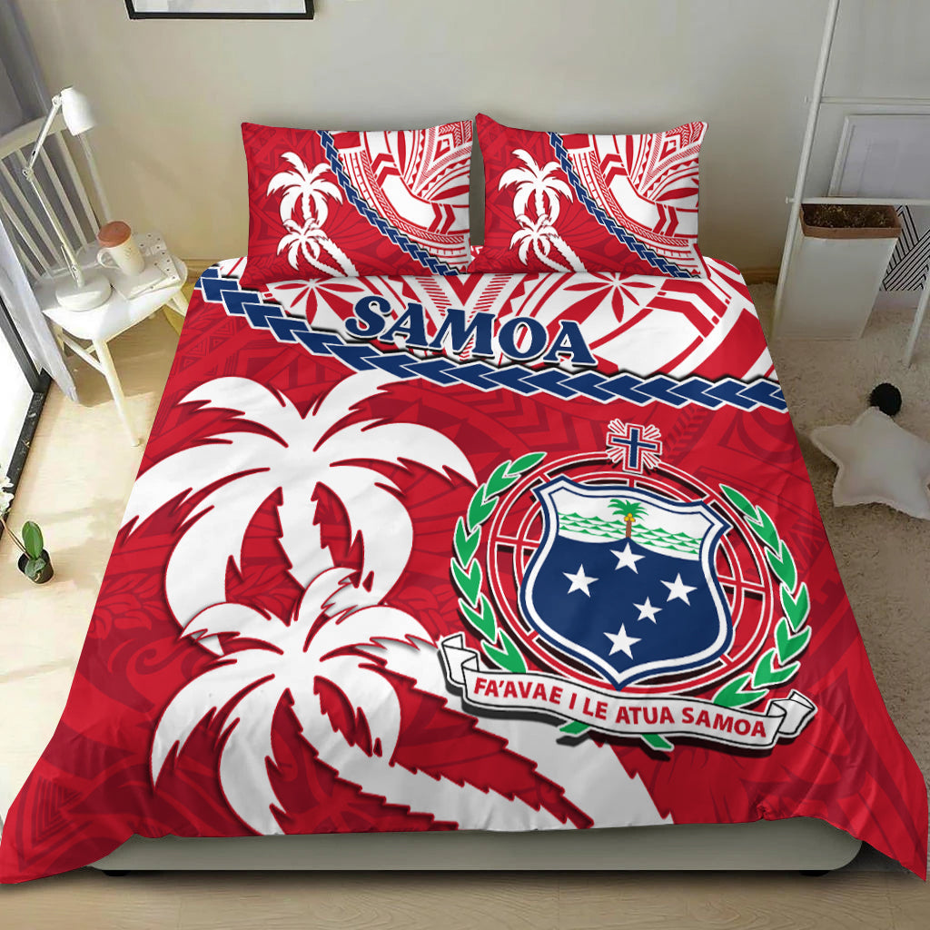 Samoa Bedding Set Samoan Coat Of Arms With Coconut Red Style