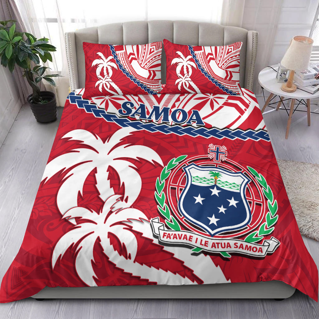 Samoa Bedding Set Samoan Coat Of Arms With Coconut Red Style