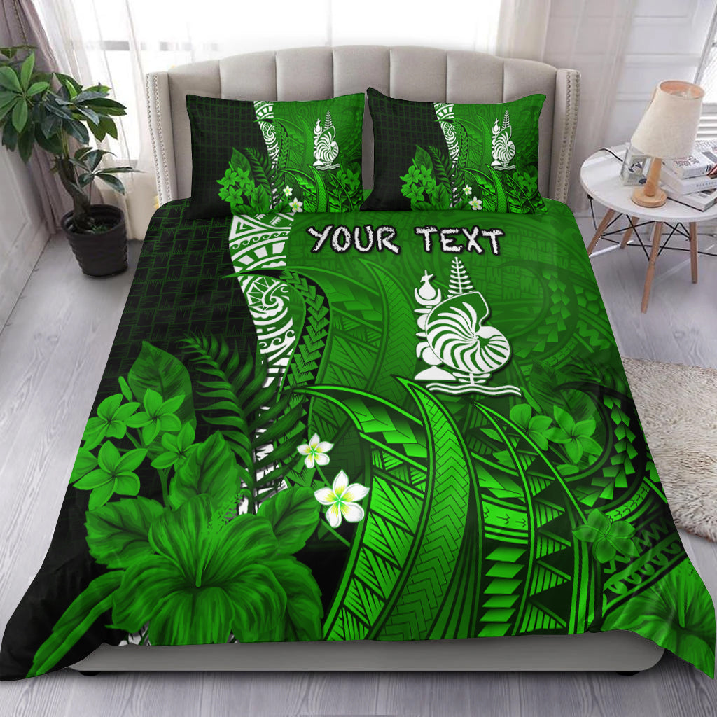 (Custom Personalised) New Caledonia Bedding Set Nautilus Green Polynesian Hibiscus