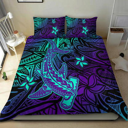 Polynesian Bedding Set Purple Paradise Hawaiian Tribal Hammerhead Shark