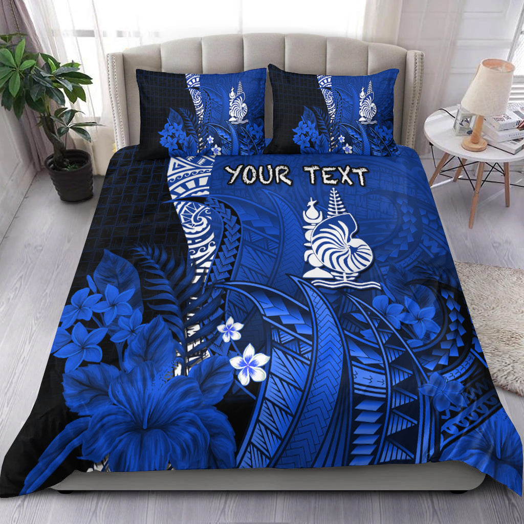 (Custom Personalised) New Caledonia Bedding Set Nautilus Blue Polynesian Hibiscus