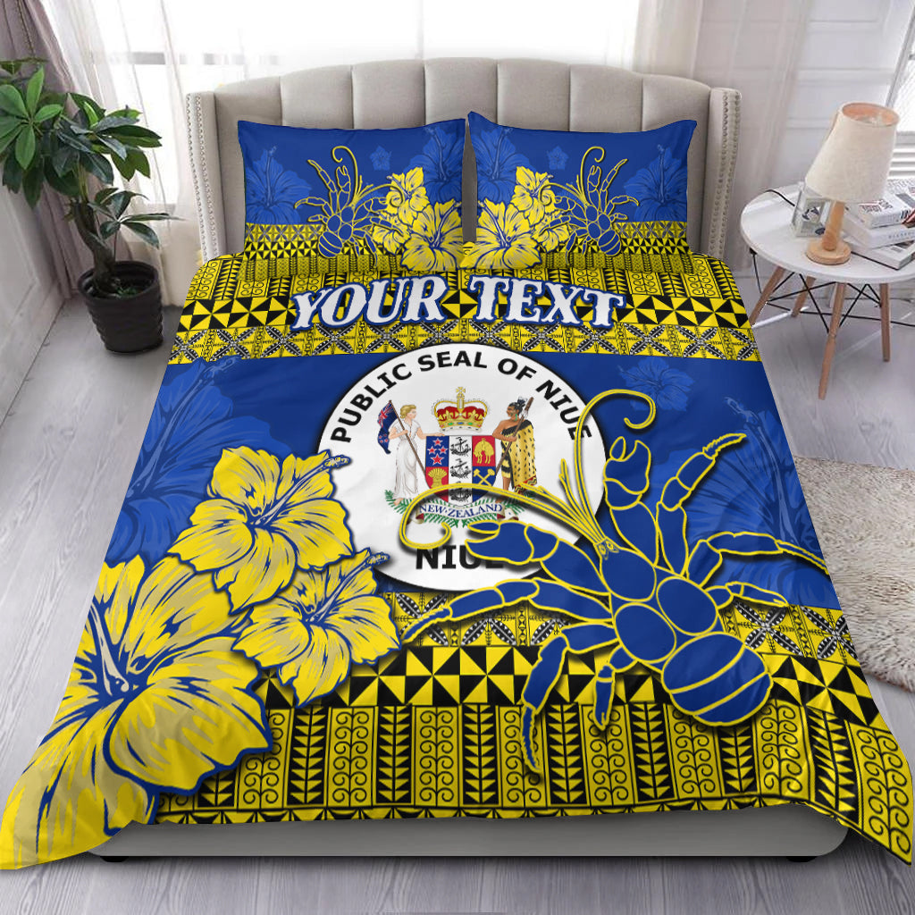 (Custom Personalised) Niue Hiapo Bedding Set Rock of Polynesia Tapa Niuean Crab Happy Day