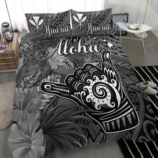 The Shaka Hawaii Bedding Set Tropical Flowers Gray Version