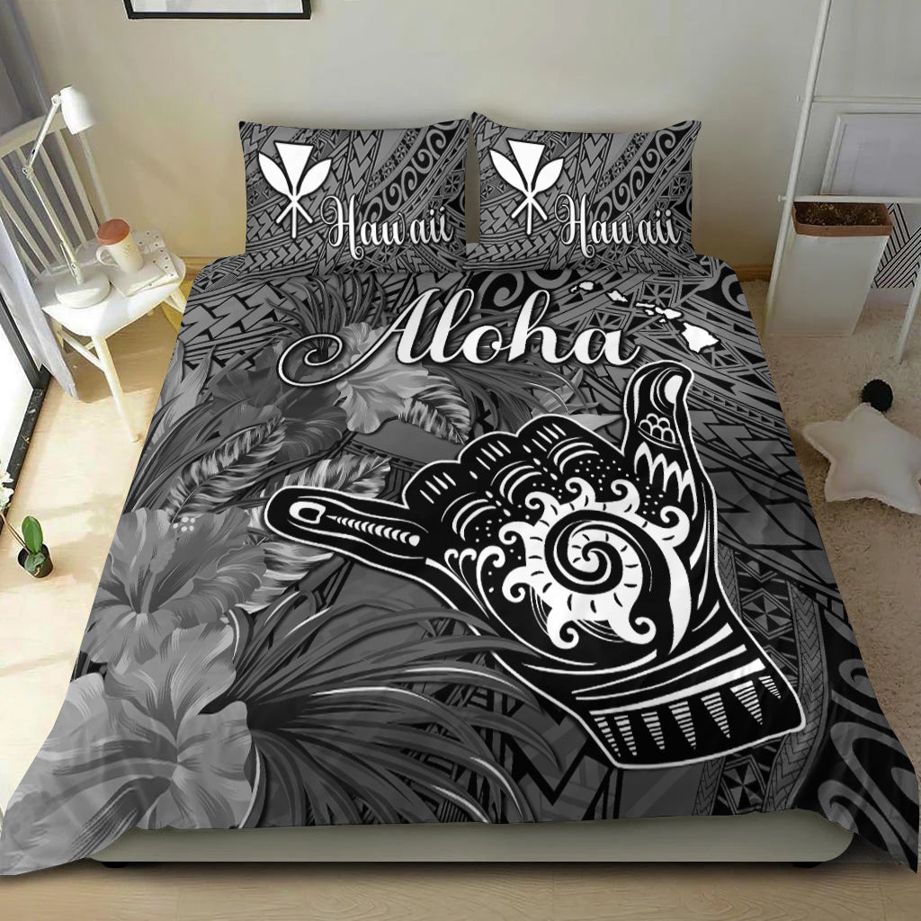 The Shaka Hawaii Bedding Set Tropical Flowers Gray Version