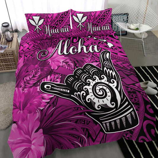The Shaka Hawaii Bedding Set Tropical Flowers Pink Version