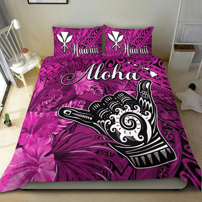 The Shaka Hawaii Bedding Set Tropical Flowers Pink Version