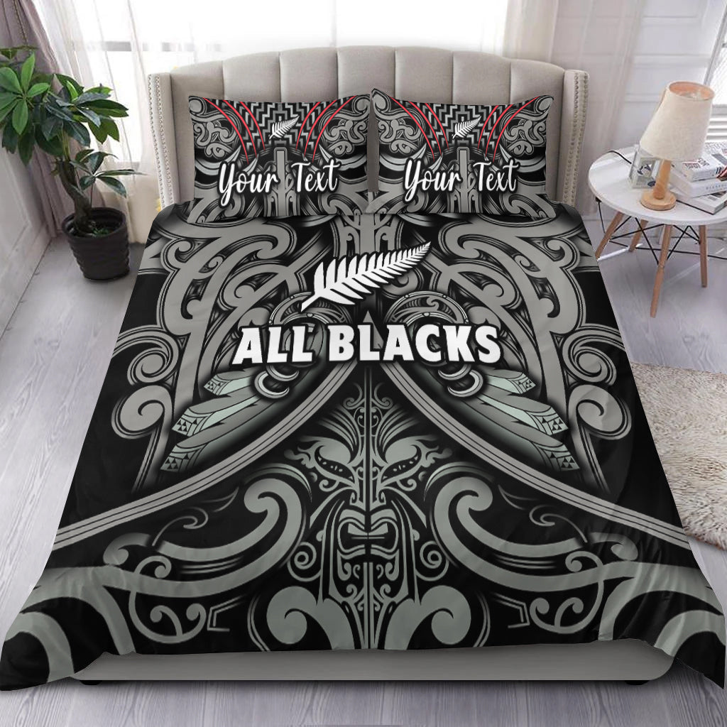 (Custom Personalised) New Zealand Silver Fern Rugby Bedding Set All Black NZ Maori Pattern
