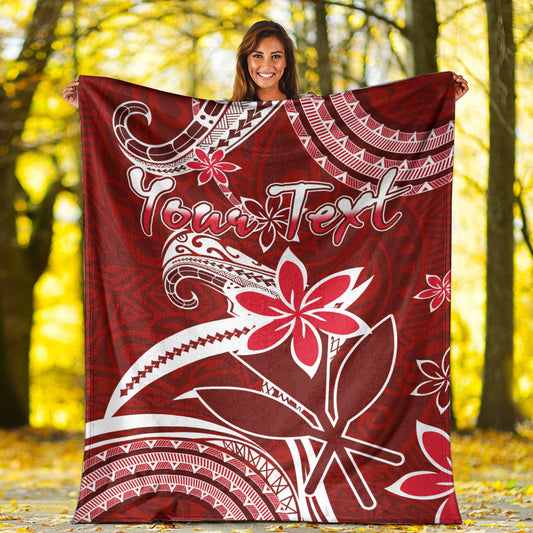 Custom Personalised Hawaii Flowers Wave Blanket Kanaka Maoli Red Polynesian