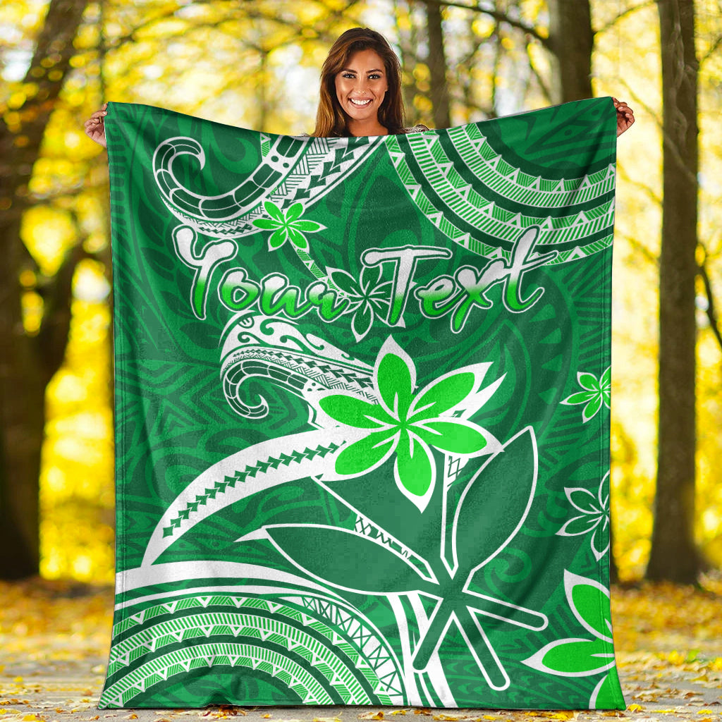 Custom Personalised Hawaii Flowers Wave Blanket Kanaka Maoli Green Polynesian