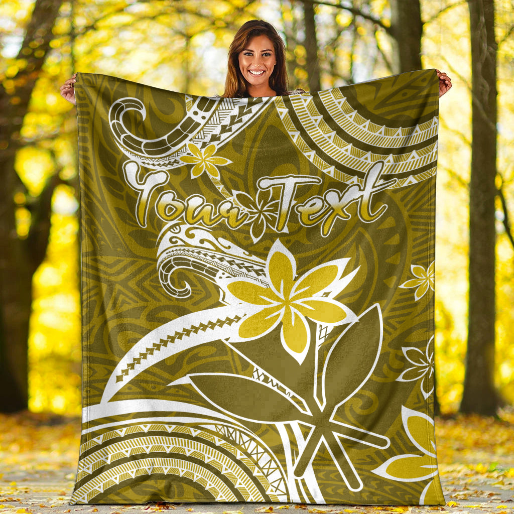 Custom Personalised Hawaii Flowers Wave Blanket Kanaka Maoli Gold Polynesian