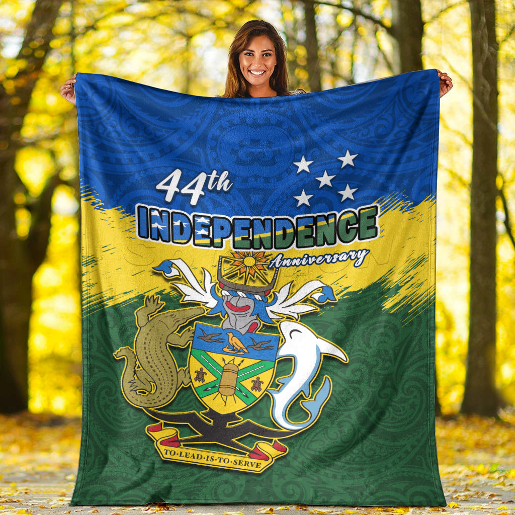 Solomon Islands Premium Blanket Happy 44th Independence Anniversary Polynesian Pattern