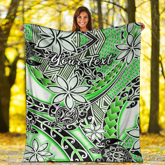 Custom Personalised Hawaii Premium Blanket Tribal Plumeria With Polynesian Turtle Ver.01