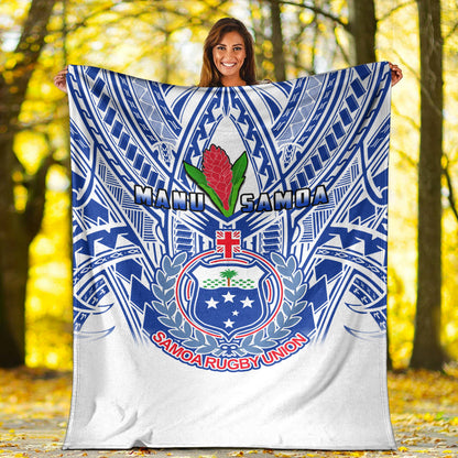 Samoa Rugby Premium Blanket Manu Samoa 7s Ginger White Polynesian