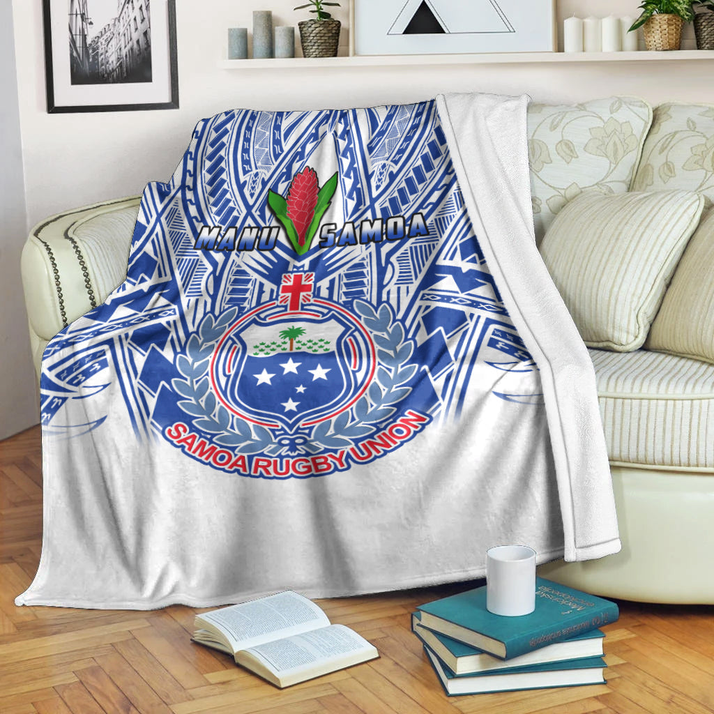 Samoa Rugby Premium Blanket Manu Samoa 7s Ginger White Polynesian