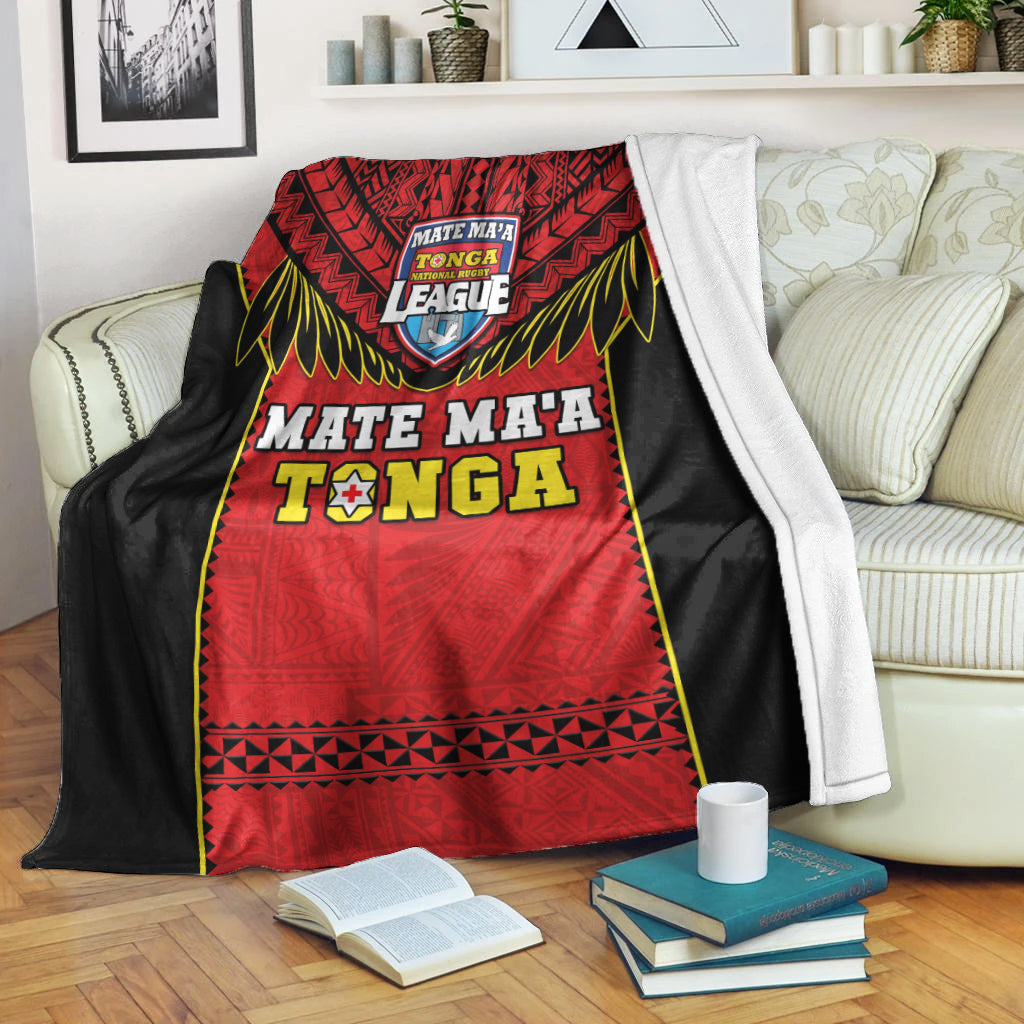 Tonga Rugby Premium Blanket Mate Maa Tonga Pacific Ngatu Black