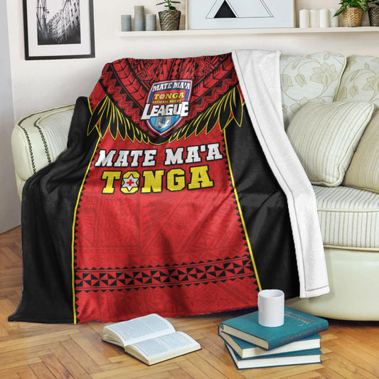 Tonga Rugby Premium Blanket Mate Maa Tonga Pacific Ngatu Black