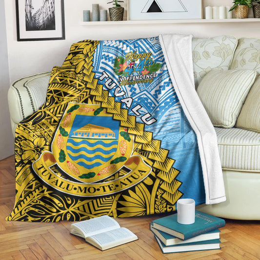 Tuvalu 1978 Premium Blanket Happy 44th Independence Anniversary Polynesian Pattern
