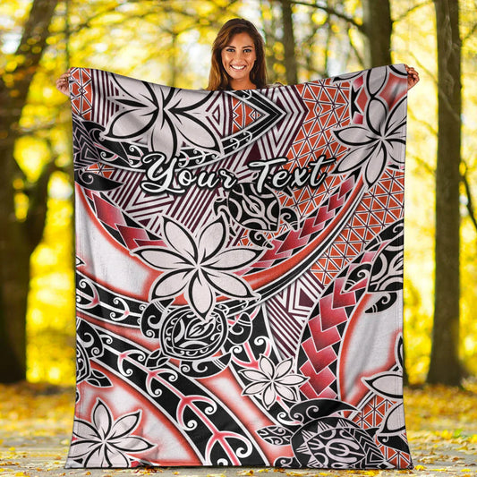 Custom Personalised Hawaii Premium Blanket Tribal Plumeria With Polynesian Turtle Ver.03