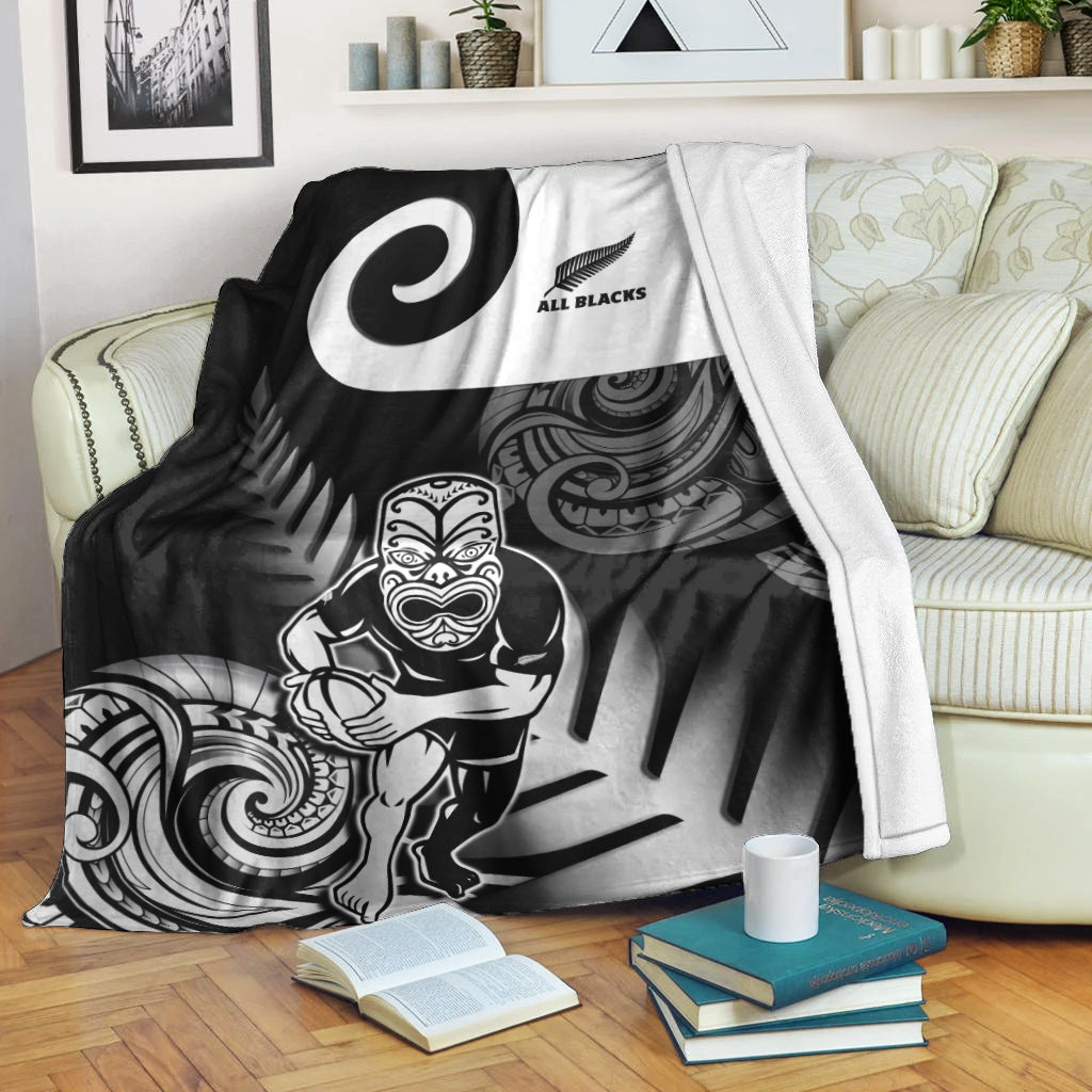 New Zealand Silver Fern Rugby Premium Blanket All Black Maori Koru