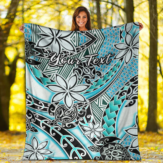 Custom Personalised Hawaii Premium Blanket Tribal Plumeria With Polynesian Turtle Ver.04