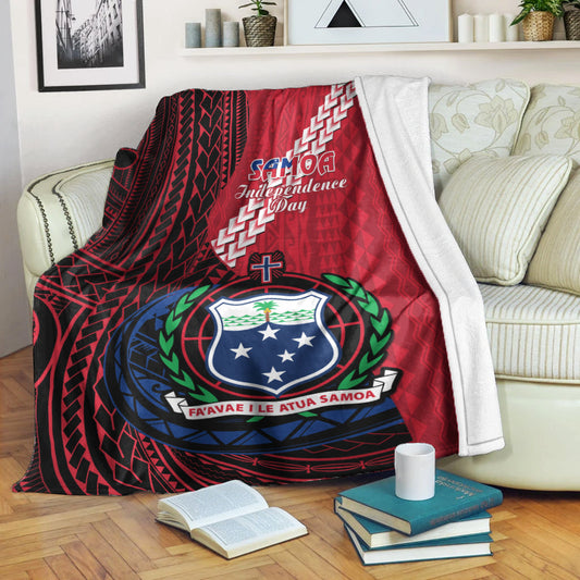Samoa Premium Blanket Happy Independence Day Samoan Red Pattern