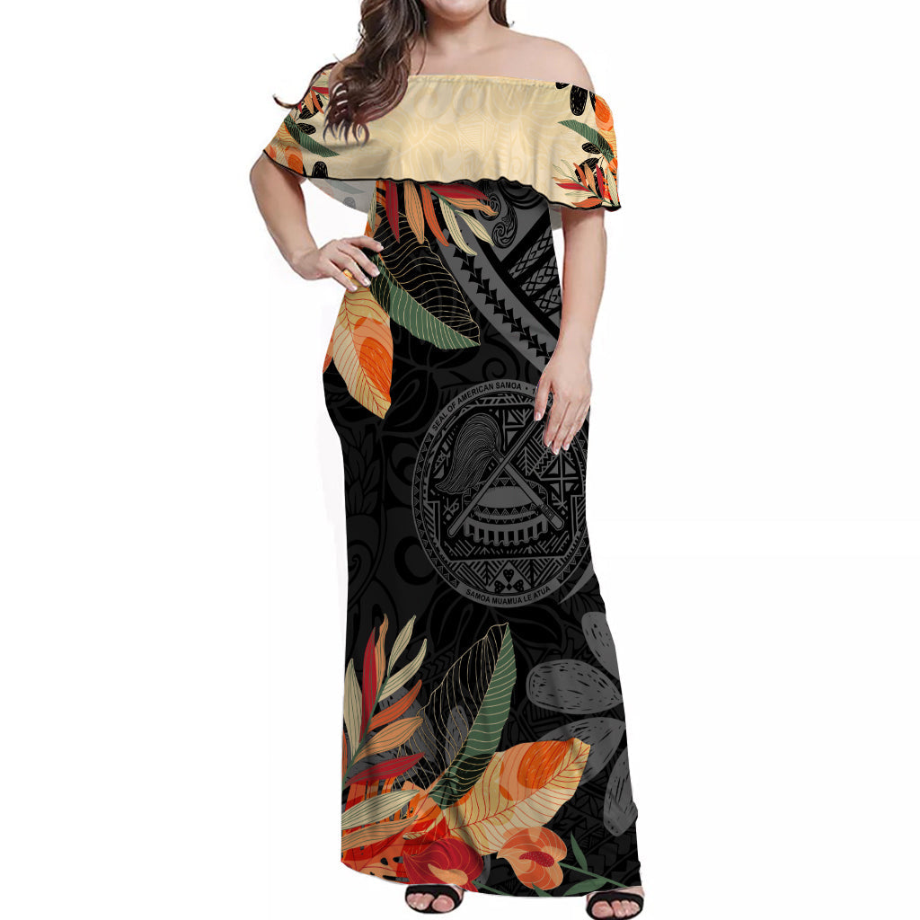 American Samoa Floral Design Off Shoulder Long Dress Tropical Vibes