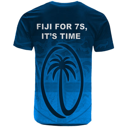 Fiji Rugby T Shirt - Fiji For 7S, It'S Time - Blue R