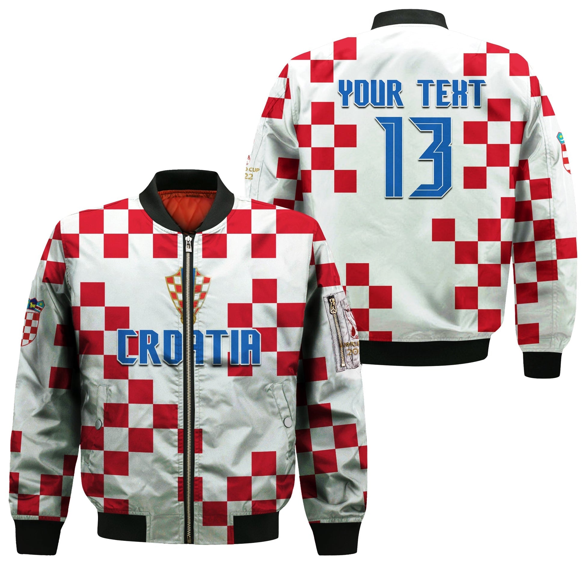 (Custom Text And Number) Croatia Football Bomber Jacket World Cup Champions 2022 Hrvatska