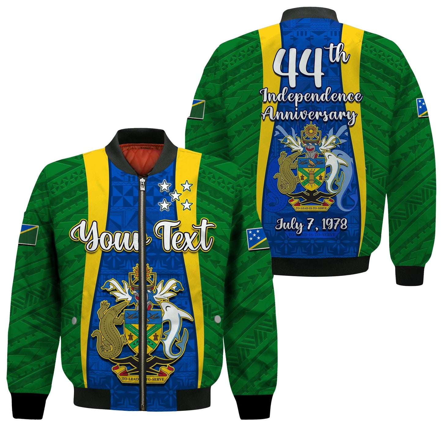 (Custom Personalised) Solomon Islands Day Bomber Jacket 44 Years Independence Anniversary